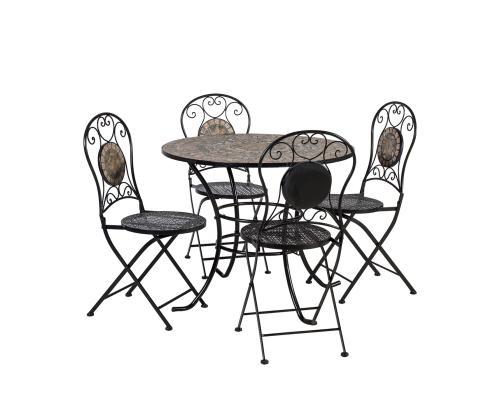 Puutarhakalusteet MOSAIC-pöytä ja 4 tuolia