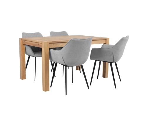 Ruokapöytäsarja CHICAGO UUSI 4 tuolilla (37046) massiivipuu / MDF tammiviilulla, öljytty