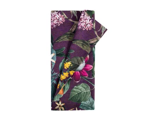 Linik AMAZONIA 43x116cm, kukat violetilla taustalla, 100% puuvillaa, kangas 249