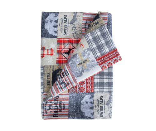 Pöytäliina WINTER 170x170cm, talvi ja eläimet, 50% puuvilla, 50% polyesteri, kangas 454