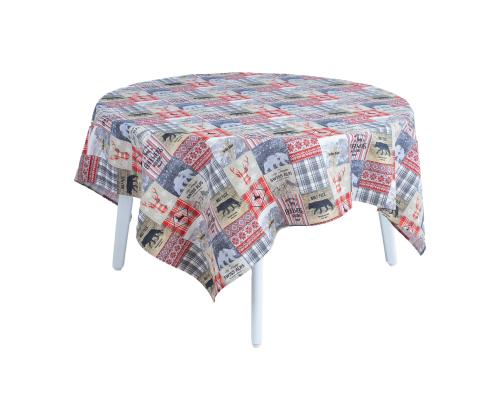 Pöytäliina WINTER 170x170cm, talvi ja eläimet, 50% puuvilla, 50% polyesteri, kangas 454