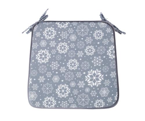 Tuolinpäällinen WINTER FLOWERS, 39x39cm, paksuus 2,5cm, lumihiutaleet, 50% puuvilla, 50% polyesteri, kangas 384