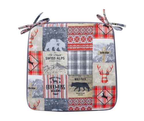 Tuolipäällinen WINTER 39x39cm, paksuus 2,5cm, talvi ja eläimet, 50% puuvilla, 50% polyesteri, kangas 454