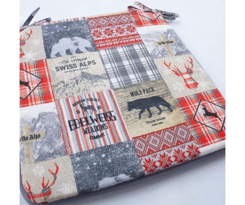 Tuolipäällinen WINTER 39x39cm, paksuus 2,5cm, talvi ja eläimet, 50% puuvilla, 50% polyesteri, kangas 454