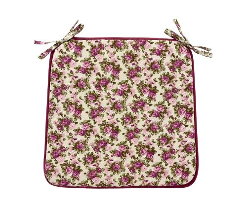 Tuolinpäällinen LONETA NEW 39x39cm, paksuus 2,5cm, lila ruusu, 50% puuvillaa, 50% polyesteriä, kangas 477