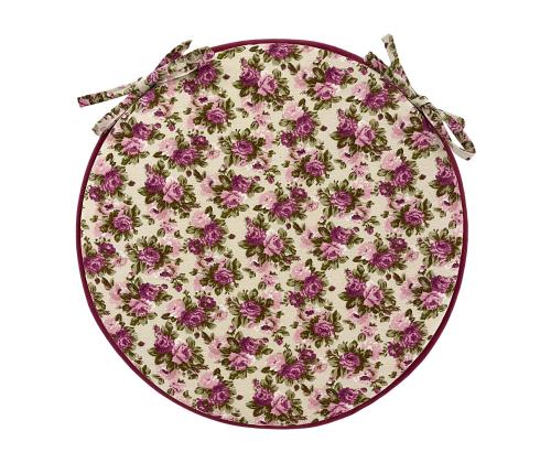 Tuolinpäällinen LONETA NEW D38cm, paksuus 2,5cm, violetti ruusu, 100% puuvillaa, kangas 477