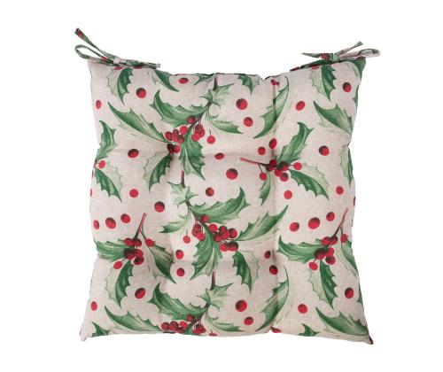 Tuolin tyyny WINTER FLOWERS, 40x40cm, ileks, 50% puuvilla, 50% polyesteri, kangas 383