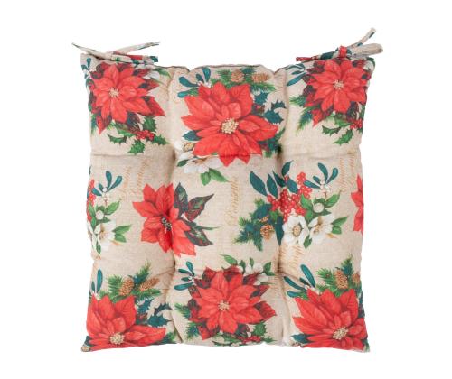 Tuolin tyyny WINTER FLOWERS, 40x40cm, joulutähdet, 50% puuvilla, 50% polyesteri, kangas 396