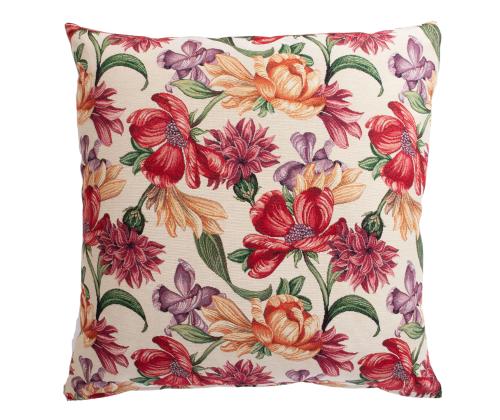 Tyyny HOLLY ROSE, 68x68cm, kukkivat päivät/beige, 50% puuvillaa, 50% polyesteriä, kangas-329/284.
