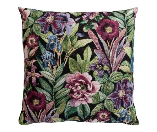 Tyyny HOLLY ROSE, 68x68cm, blooming nights/musta, 50% puuvilla, 50% polyesteri, kangas-330/289