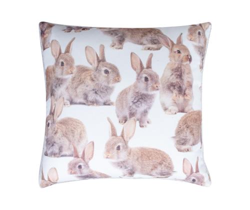 Tyyny HOLLY 45x45cm, vetoketjulla, kaneja, kangas 50% puuvillaa, 50% polyesteria, kangas 414/323