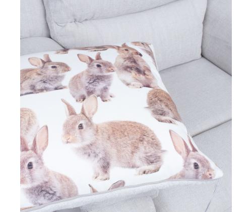 Tyyny HOLLY 45x45cm, vetoketjulla, kaneja, kangas 50% puuvillaa, 50% polyesteria, kangas 414/323