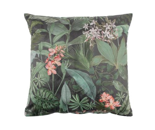 Tyyny HOLLY 45x45cm, vetoketju, trooppisia kasveja sametti, 100% polyesteri, kangas 416