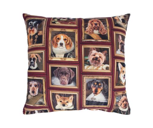 Tyyny HOLLY 45x45cm, lukolla, koirat kehyksessä, 100% puuvillaa, kangas 438