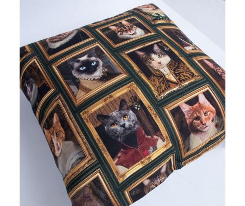 Tyyny HOLLY 45x45cm, lukolla, kissat kehyksessä, 100% puuvillaa, kangas 439