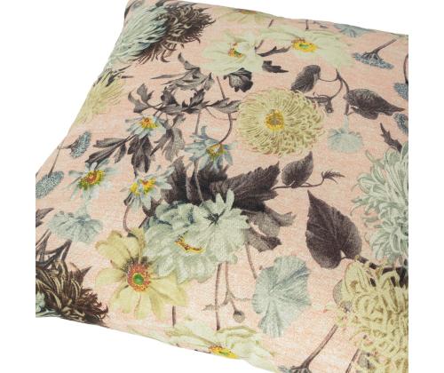 Tyyny LONETA UUSI 45x45cm vetoketjullinen, vaaleanpunainen krysanteemi, 50% puuvillaa, 50% polyesteriä, kangas 473