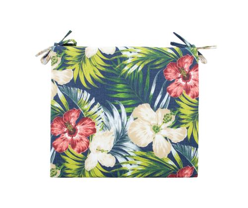 Tuolipäällinen SUMMER FLOWER 38x43x2,5cm, tumma kukkakuvio, 100% polyesteri, kangas 472