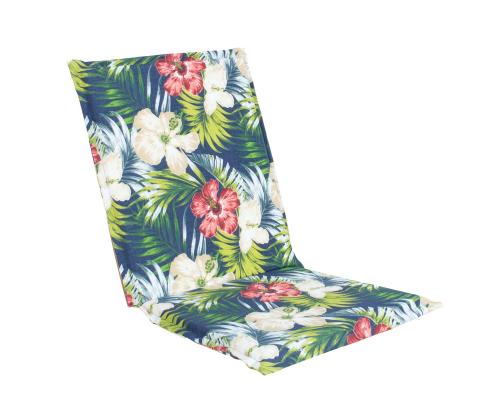 Tuolipäällinen SUMMER FLOWER 42x90x3cm, tumma kukkakuvio, 100% polyesteri, kangas 472