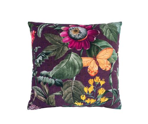 Tyyny AMAZONIA 45x45cm, kukat violetilla taustalla, 100% puuvillaa, kangas 249