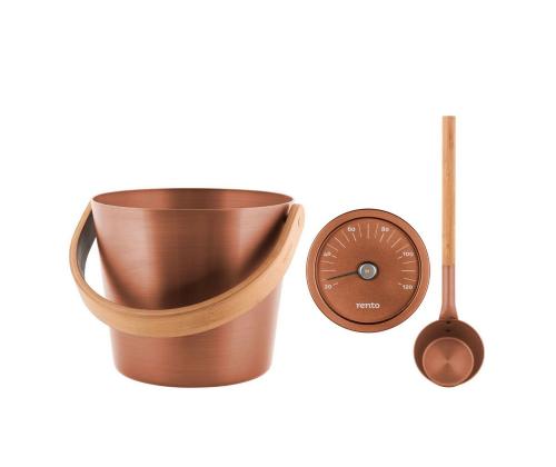 Saunakauha RENTO COPPER, 5L, alumiini/bambu