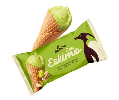 ONU ESKIMO Pistaasipähkinäjäätelö vohvelikartiossa 165ml/80g x 28