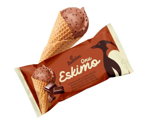 ONU ESKIMO Suklaa-kermajäätelö suklaalastuilla vohvelikartiossa 165ml/80g x 28kpl