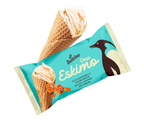 ONU ESKIMO Suolattu karamellijäätelö vohvelikartiossa 165ml/84g x 28kpl