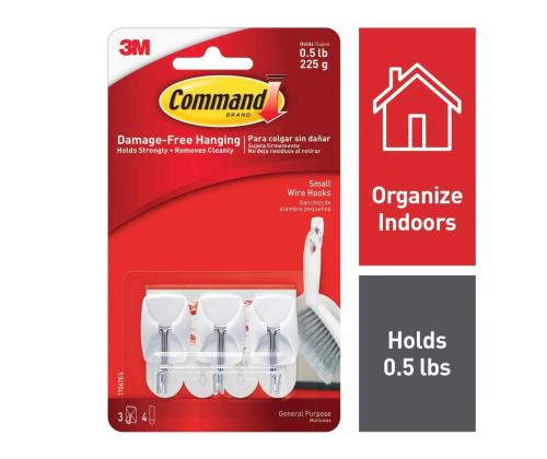 Ripustuskoukku 3M COMMAND 17067 metalli+läpinäkyvä S 225g 3 kpl pakkauksessa