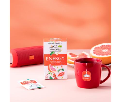 Yrttitee AHMAD Energy Grape mate ja Guaranan siemen 20 kpl kirjekuoressa