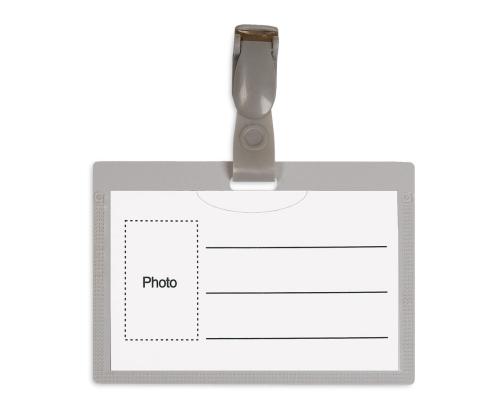 Nimilapun pidike muovipidikkeellä 54x90mm vaaka + klipsi harmaa