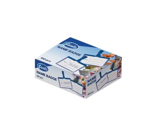 Nimilapun pidike muovipidikkeellä 57x90mm vaaka + klipsi sininen