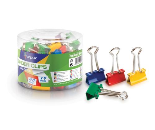 FORPUS paperiliittimet 19mm värilliset 40 kpl