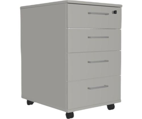Laatikosto pyörillä OPTIMA 415x500x638mm 4 laatikolla vaaleanharmaa