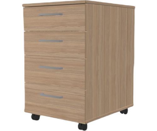 Lipasto pyörillä OPTIMA 415x500x638mm 4-laatikkoinen tammi