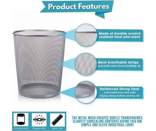 Paperikori FORPUS 16L metalli hopea