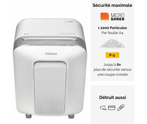 Paperisilppuri FELLOWES LX201 Micro-Cut 12 arkkia valkoinen runko (mikropalat)