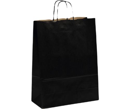 Paperipussi, litteä musta kahva, 320x140x420 mm, 80 gsm, musta/ruskea voimapaperi