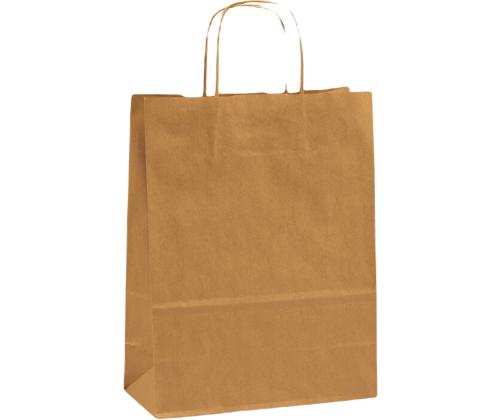 Paperipussi, jossa paperinauhakahva 240x110x310 mm, 100 gsm, ruskea voimapaperi