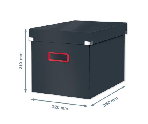 Pahvilaatikko kannella 320x310x360mm LEITZ Cozy Click & Store tummanharmaa