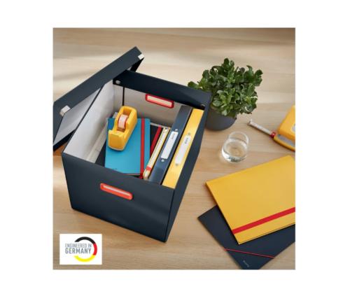 Pahvilaatikko kannella 320x310x360mm LEITZ Cozy Click & Store tummanharmaa