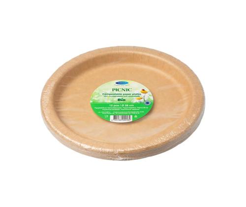 SMILE paperilautanen 18 cm Kraft, biopäällysteinen 12 kpl