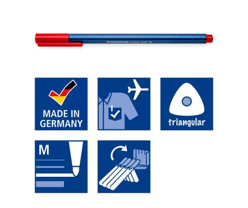 Kuulakärkikynä korkilla STAEDTLER triplus® pallo 437 M/1.0mm 4 värin setti