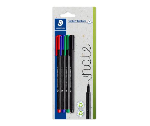 Kuulakärkikynä korkilla STAEDTLER triplus® fineliner 334 0.3mm 4-värinen setti