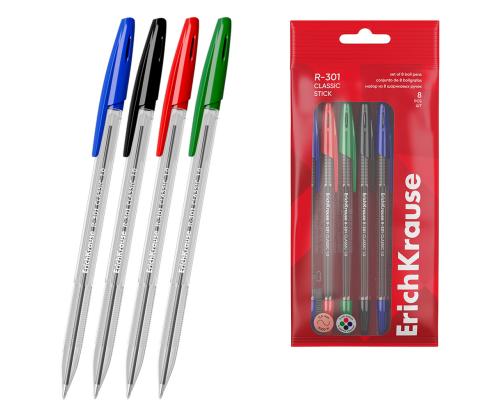 Kuulakärkikynä korkilla ERICH KRAUSE R-301 sekalaista 4 kpl