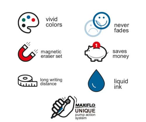 Valkotaulukynä Maxiflo MWL5S punainen pyöreä kärki