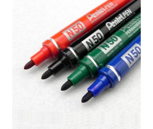 Permanentne marker PENTEL N50 koonilise otsaga metallkorpusega must