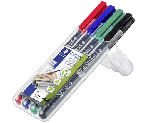Pysyvä tussi OHP STAEDTLER Lumocolor 313 S 0,4mm 4 värin sarja