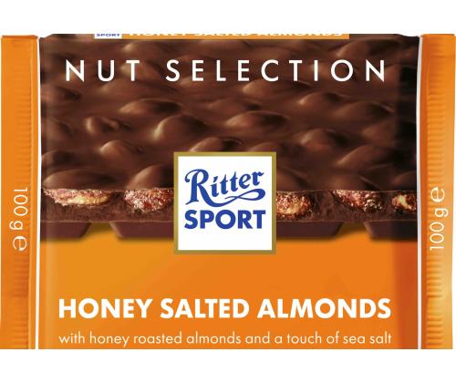 RITTER SPORT maitosuklaa manteleilla, hunajalla ja suolalla 100g