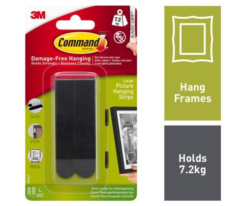 Kuvankiinnitysnauhat 3M COMMAND 17206BLK L koko musta, 7,2kg