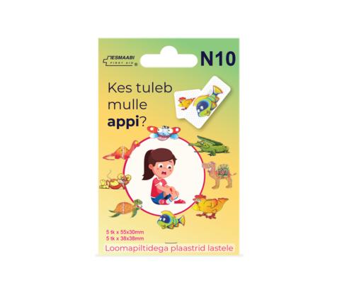 Laastarisetti lapsille eläinkuvilla 2 kokoa 10 kpl/kpl